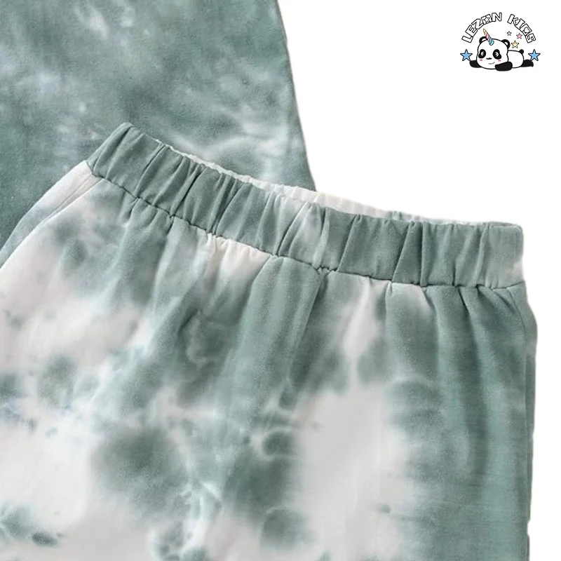 LEZONKIDS - Customizable Cool Boy Tie Dye Summer Wear Set Cotton Boys Matching Clothing Set